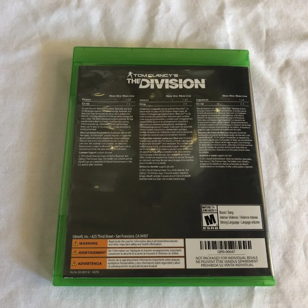 XBOX ONE Tom Clancy's The Division Video Game
